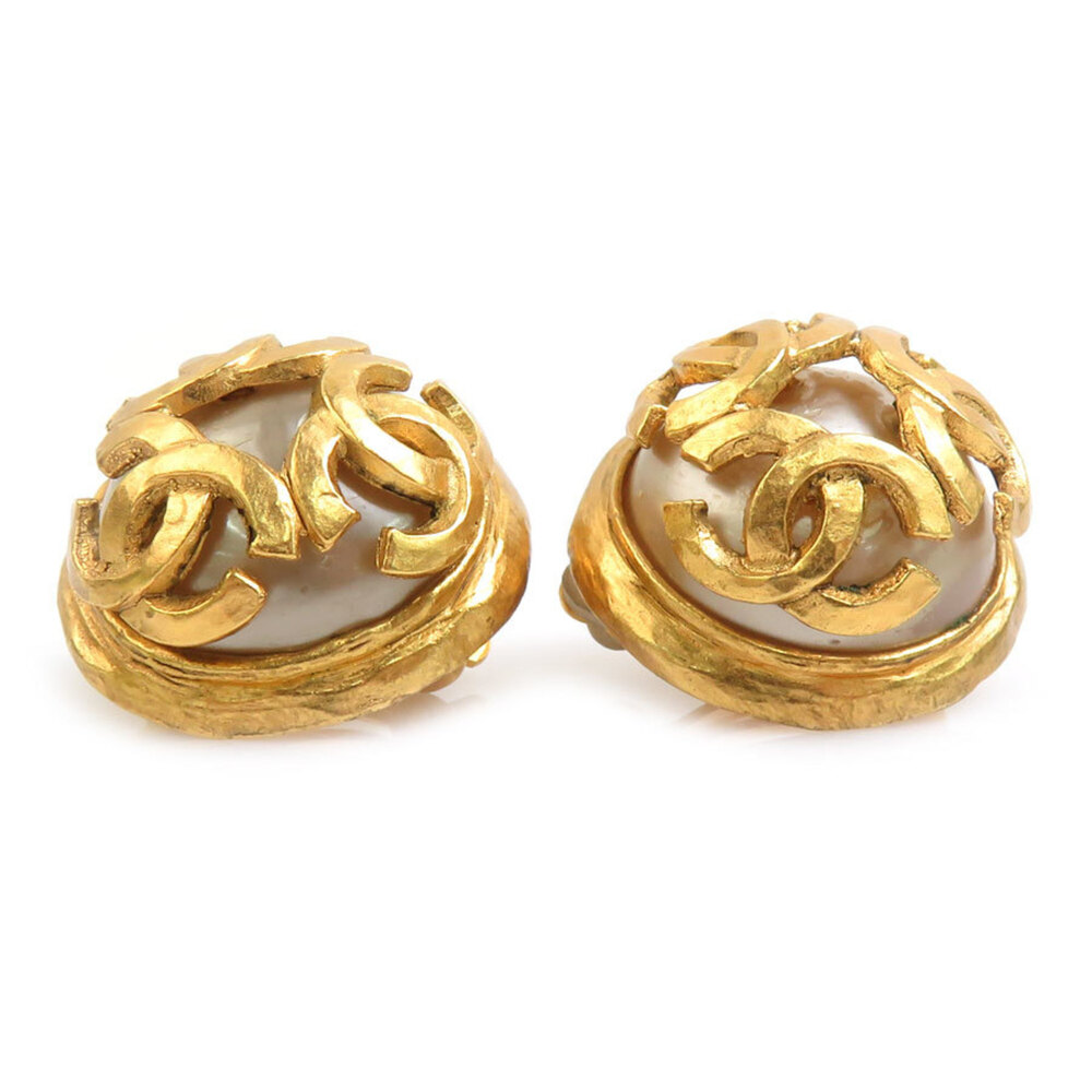 CHANEL Authentic White Pearl Logo Earrings - Picture 2 of 8